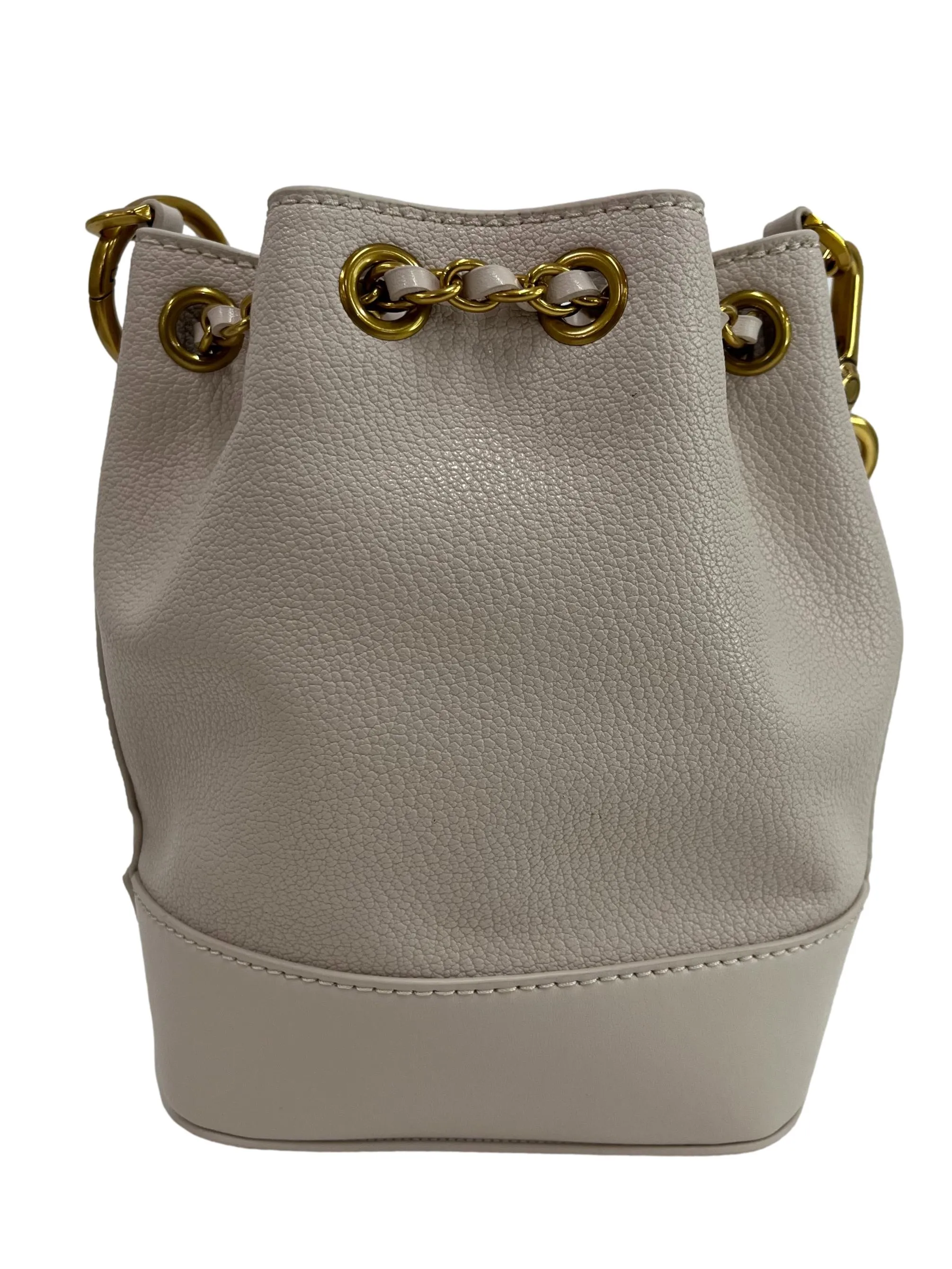 Chunky Chain Bucket Bag In Ivory