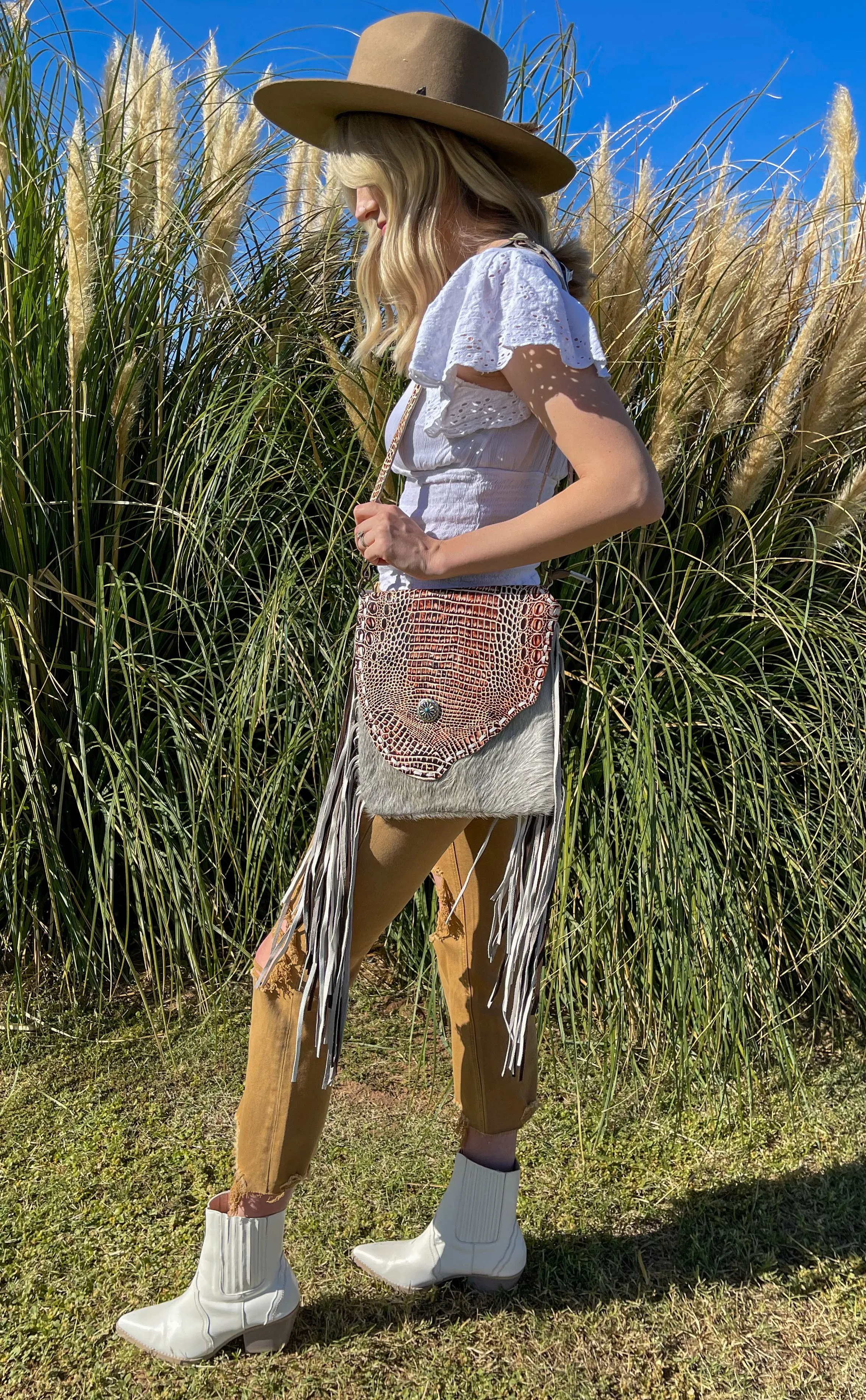 Clara Leather & Cowhide Crossbody