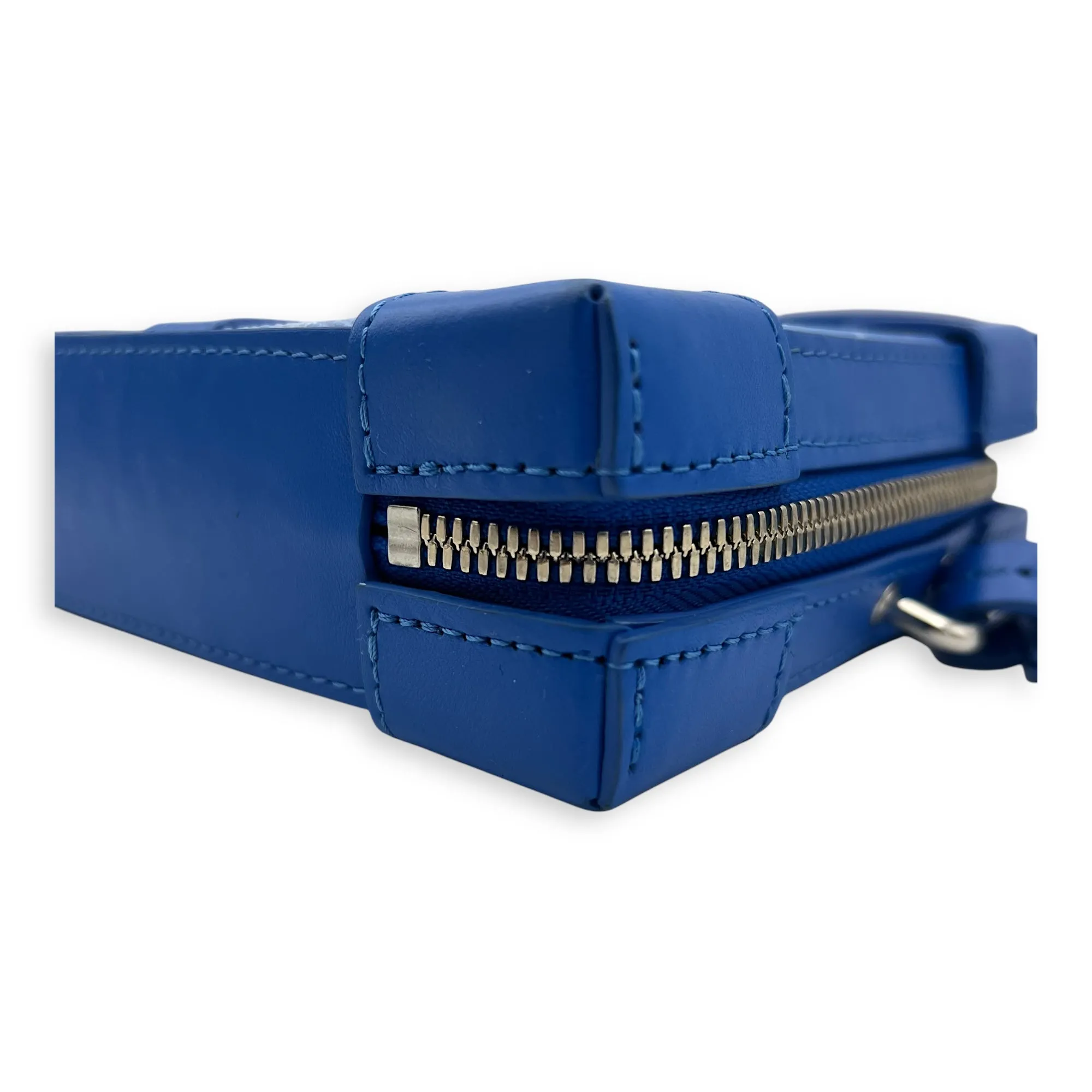 Clouds Soft Trunk Blue Crossbody Bag in Monogram Coated Canvas, Silver hardware