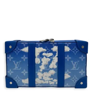 Clouds Soft Trunk Blue Crossbody Bag in Monogram Coated Canvas, Silver hardware