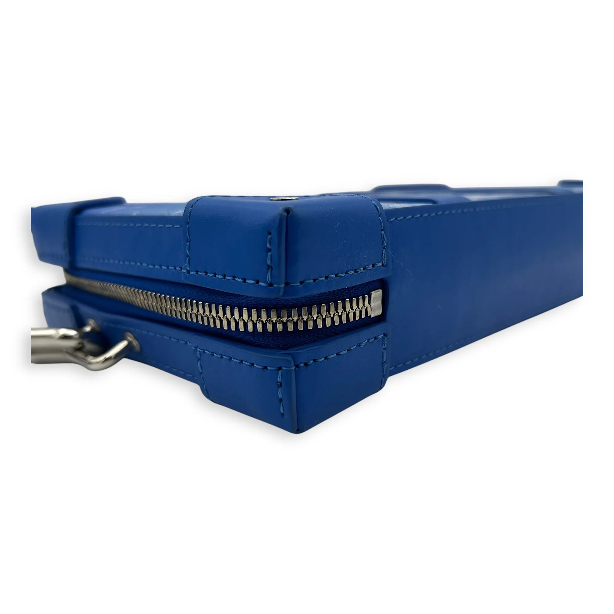 Clouds Soft Trunk Blue Crossbody Bag in Monogram Coated Canvas, Silver hardware