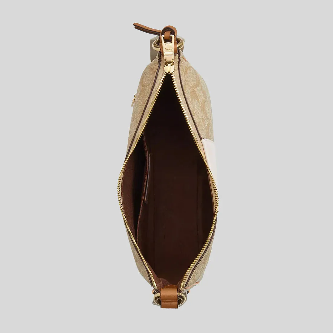 COACH Ellie File Bag In Signature Canvas With Stripe Light Khaki/Chalk RS-CR124