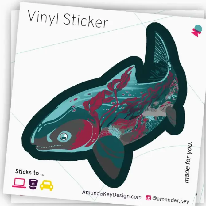 Coastal Creatures Salmon | 3" Vinyl Sticker