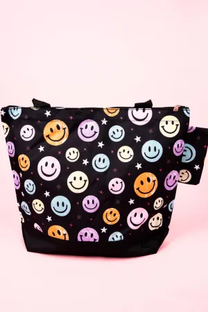 Come On Get Happy with Black Trim Tote Bag