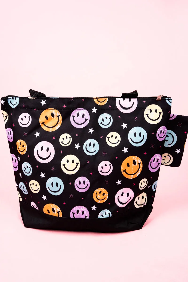 Come On Get Happy with Black Trim Tote Bag
