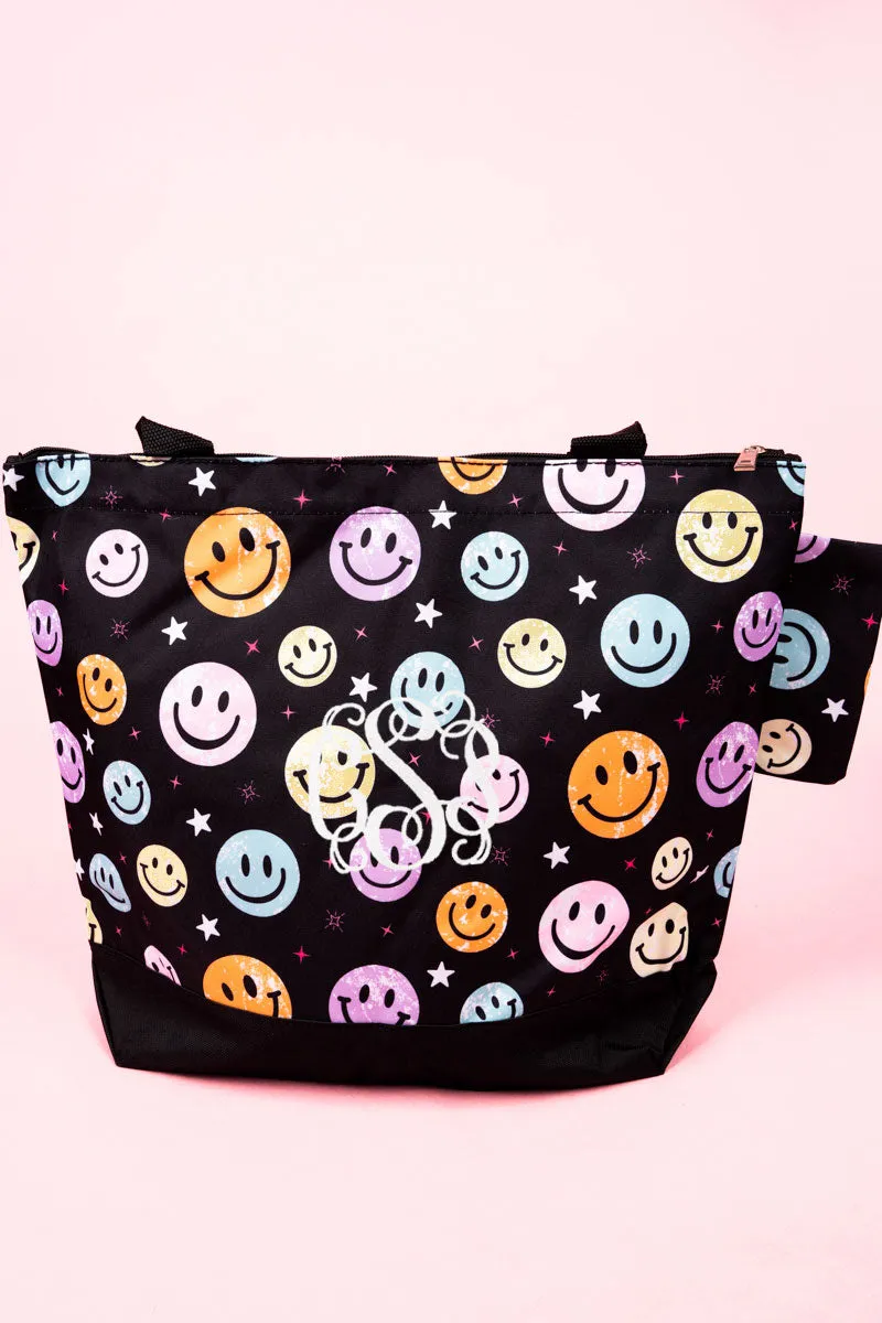 Come On Get Happy with Black Trim Tote Bag
