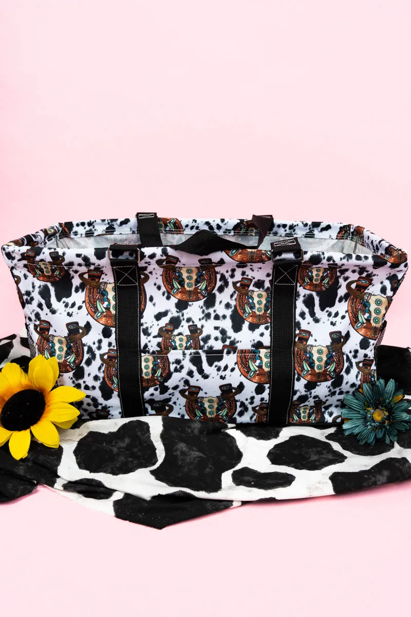 Corpus Christi Cow Collapsible Haul-It-All Basket with Mesh Pockets