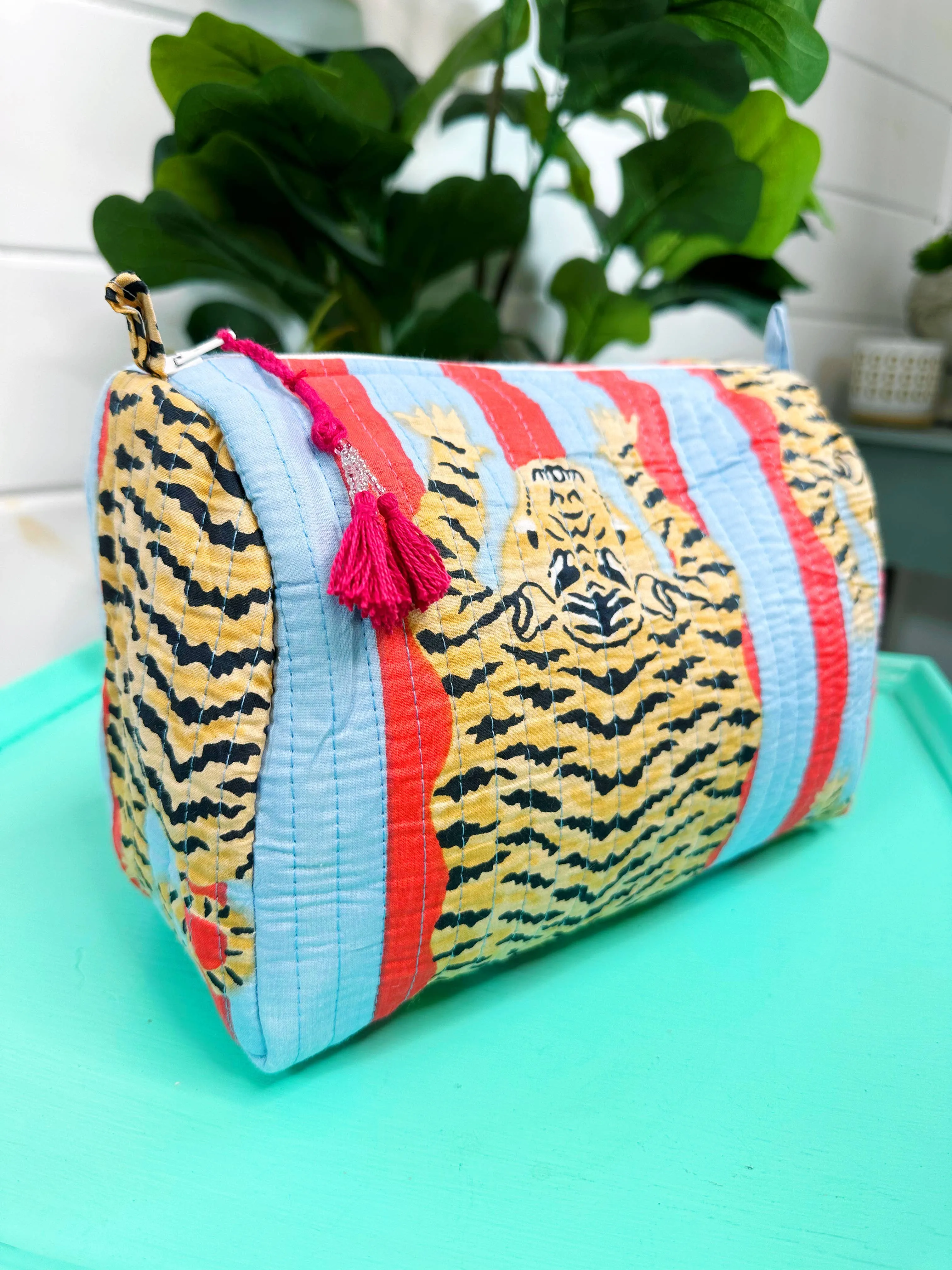 Cosmetics Bag | Quilted Makeup Bags | Toiletry Bag  | Tiger