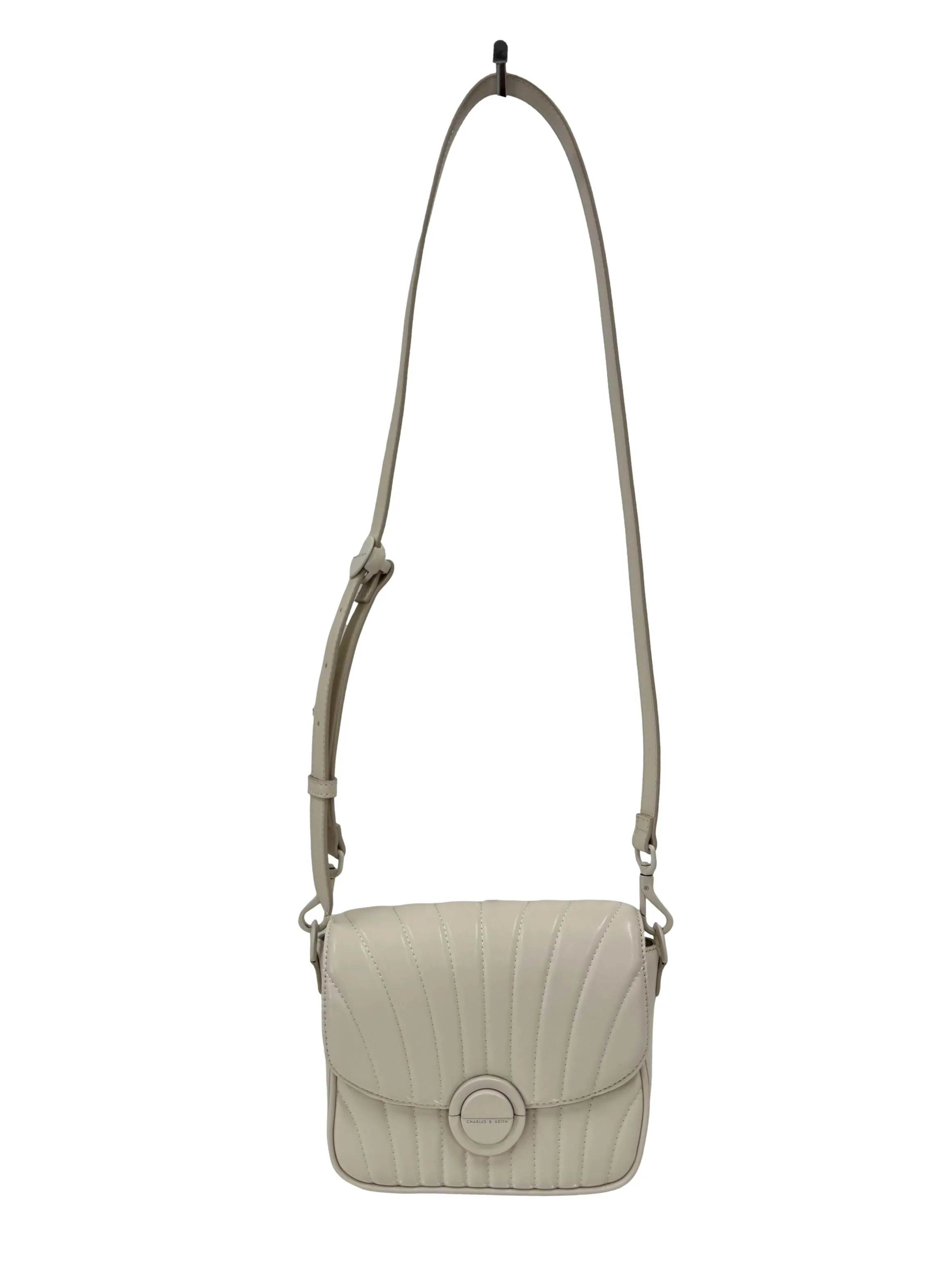 Cream Aurora Metallic Accent Chain Handle Bag