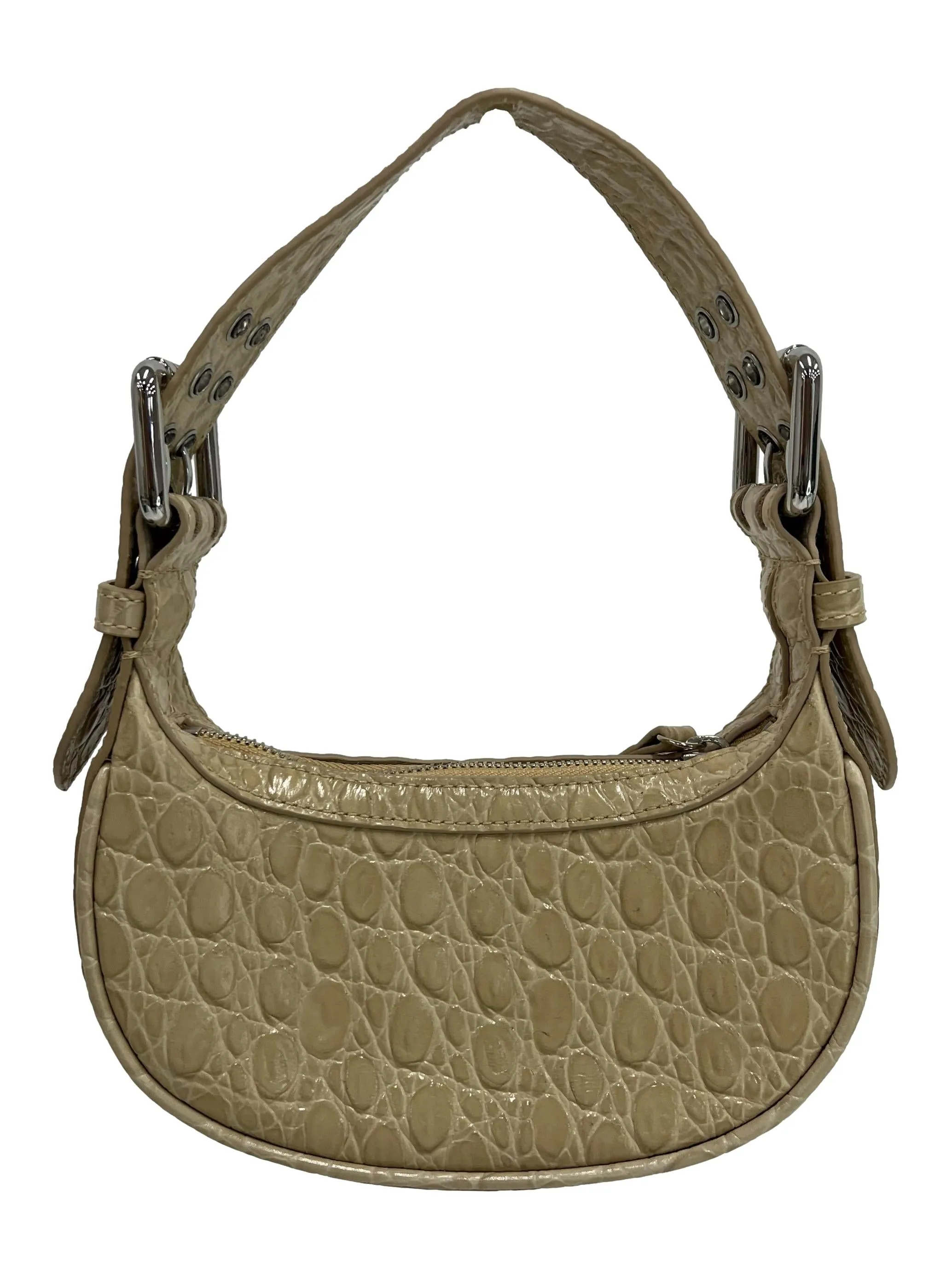 Crocodile-Embossed Shoulder Bag