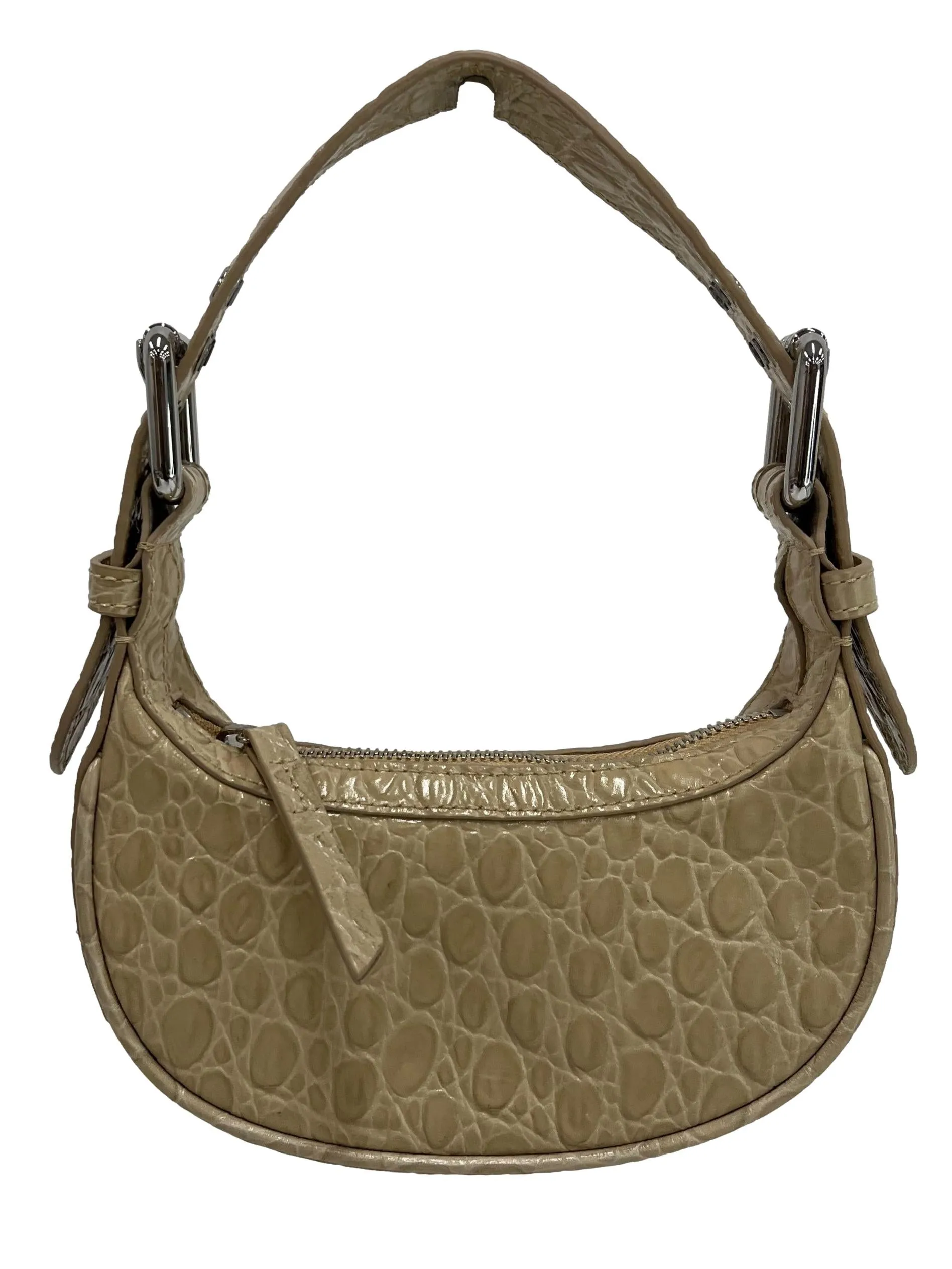 Crocodile-Embossed Shoulder Bag