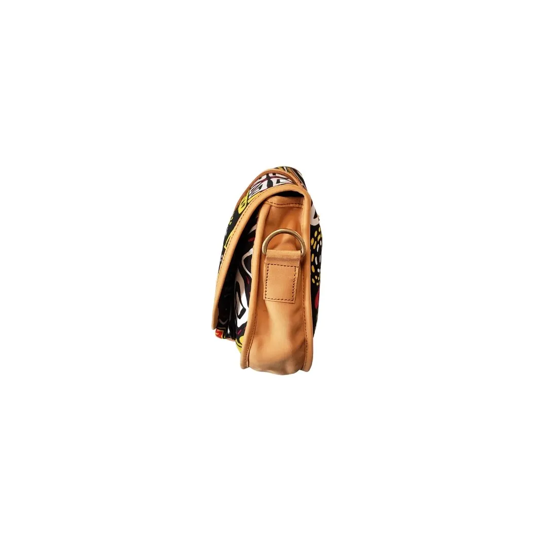 Crossbody - Half Moon - Maasai Orange - Black Leather