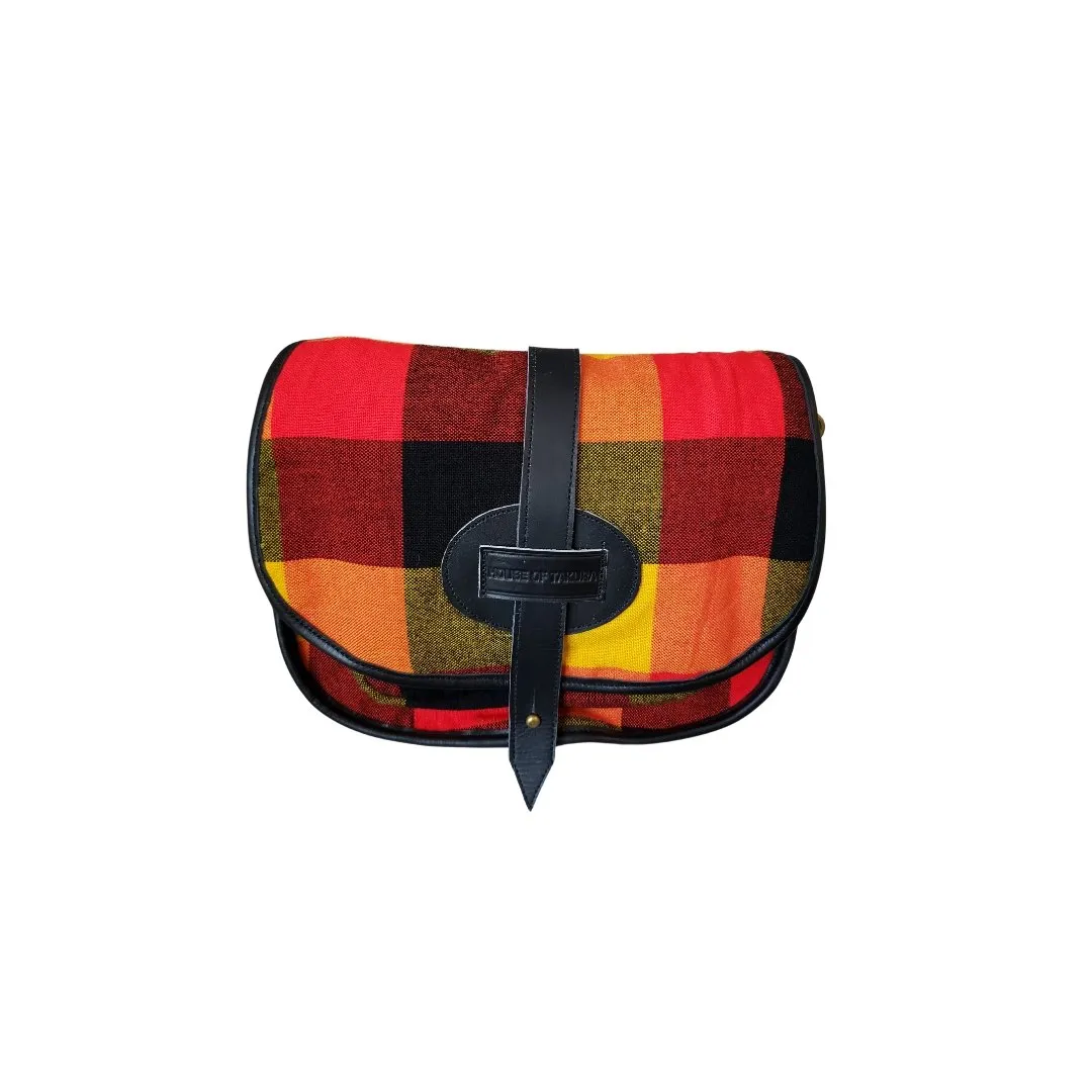 Crossbody - Half Moon - Maasai Orange - Black Leather