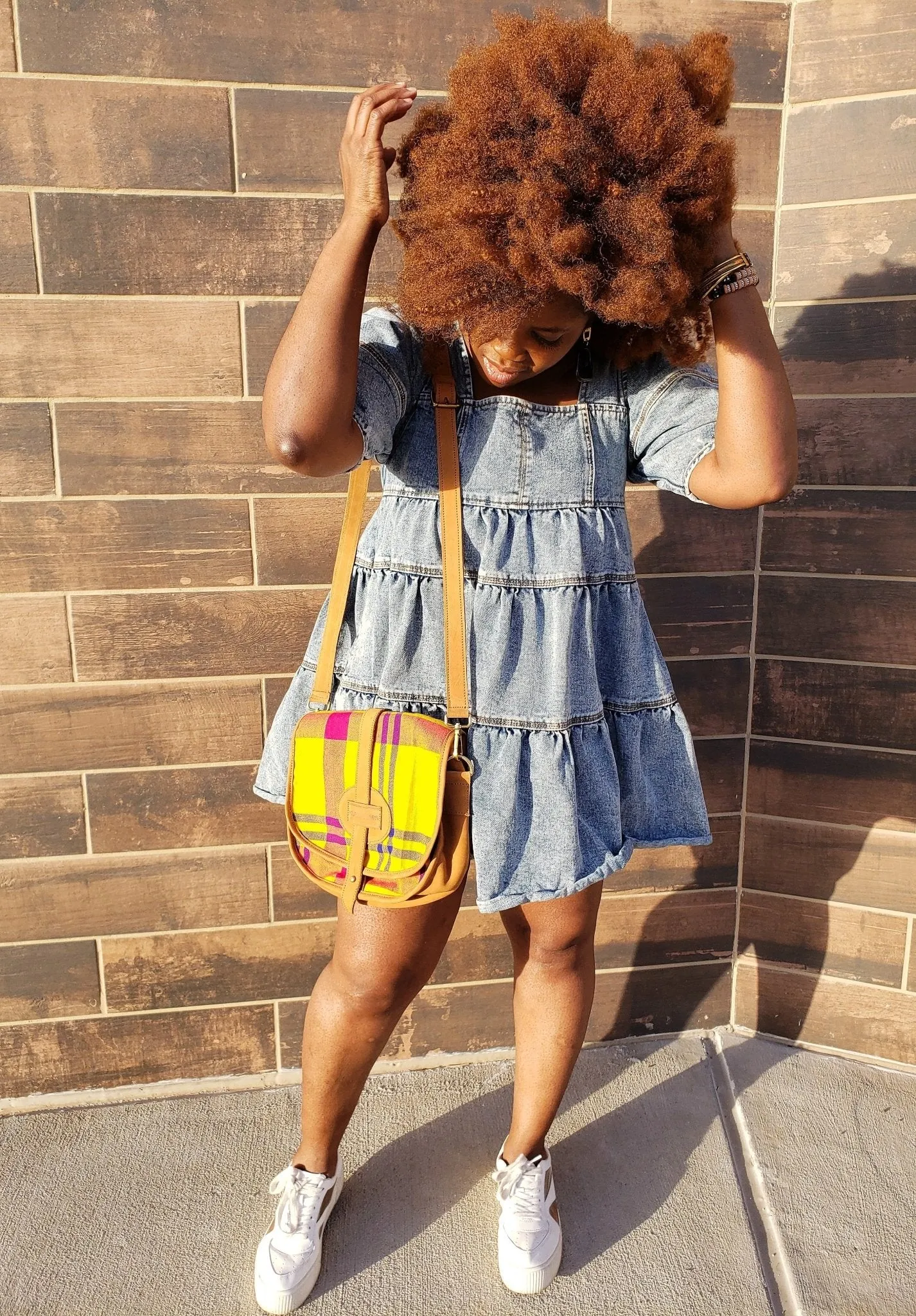 Crossbody - Half Moon - Maasai Orange - Black Leather
