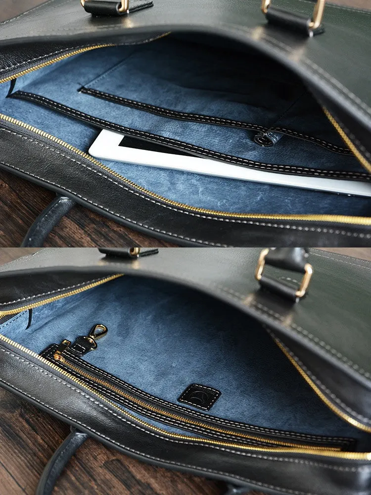 Custom Handmade Vegetable Tanned Italian Leather Briefcase Business Laptop Bag Mens Handbag D046