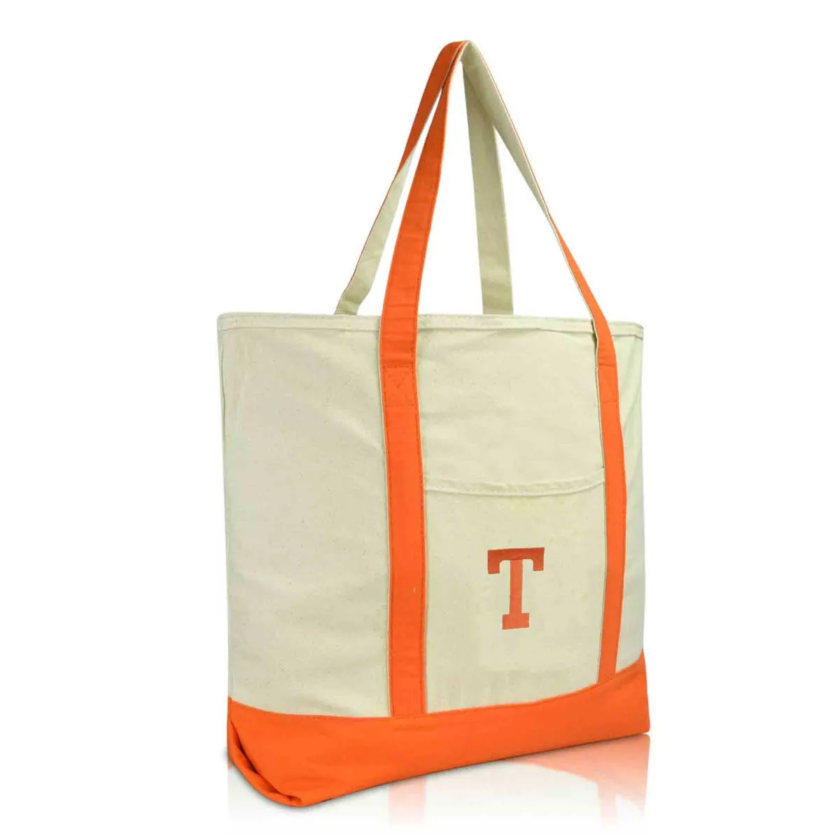 Dalix Initial Tote Bag Personalized Monogram Zippered Top Letter - T