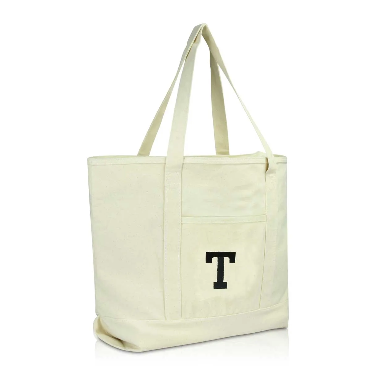 Dalix Initial Tote Bag Personalized Monogram Zippered Top Letter - T