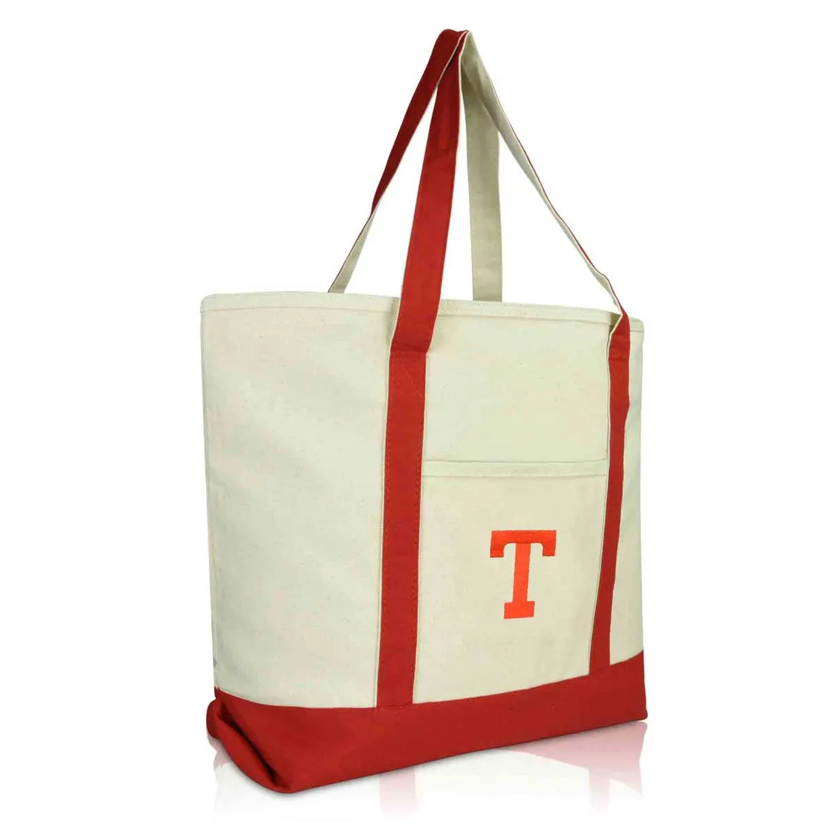 Dalix Initial Tote Bag Personalized Monogram Zippered Top Letter - T
