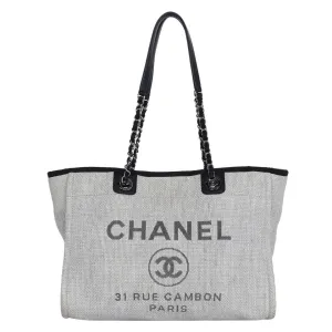 Deauville Canvas Leather Tote Grey