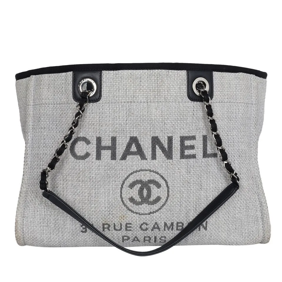 Deauville Canvas Leather Tote Grey