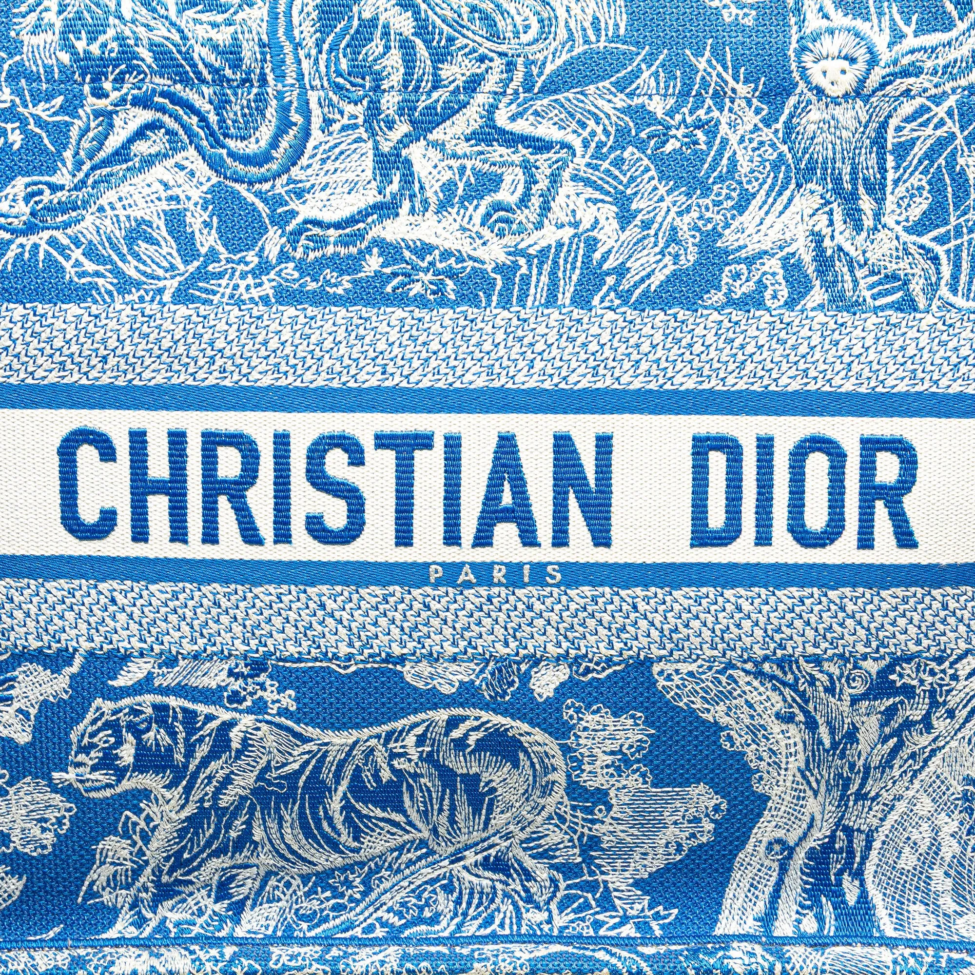 Dior Medium Canvas Embroidered Dioriviera Toile De Jouy Book Tote
