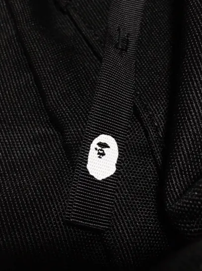 DS! A Bathing Ape Bape Leather Patch Nylon Day Pack Backpack Black