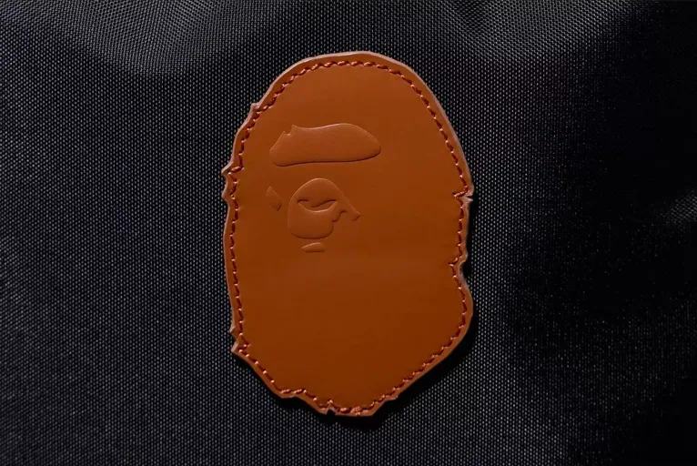 DS! A Bathing Ape Bape Leather Patch Nylon Day Pack Backpack Black