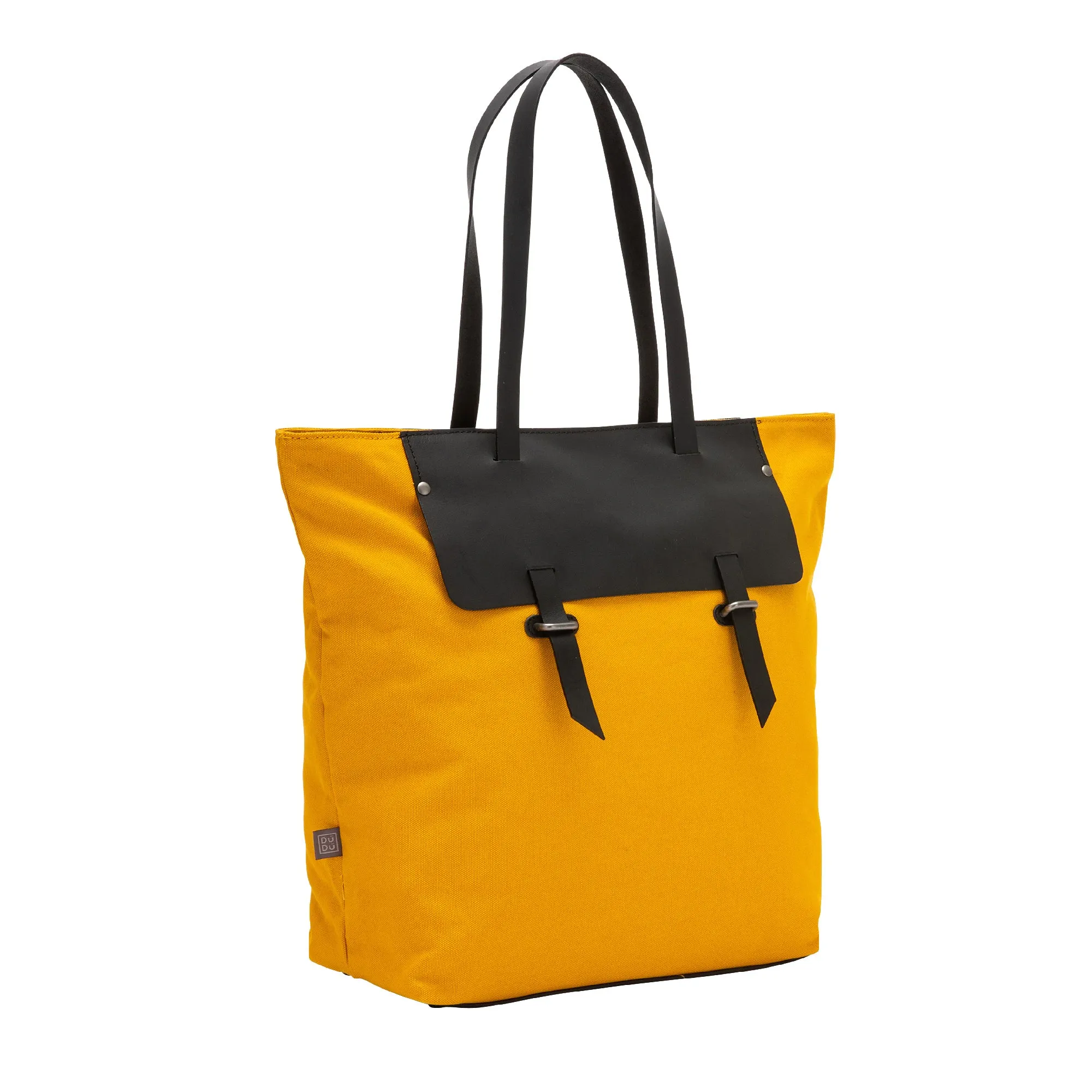 DUDU bag tote shopper women in leather and canvas two -tone shopping bag large with zipper closure