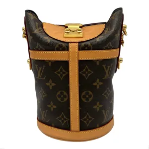 Duffle Brown Crossbody Bag in Monogram Coated Canvas, Gold hardware