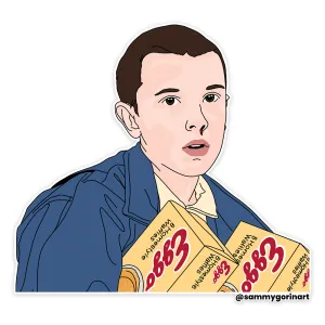Eleven Stealing Eggos, Stranger Things, Sticker