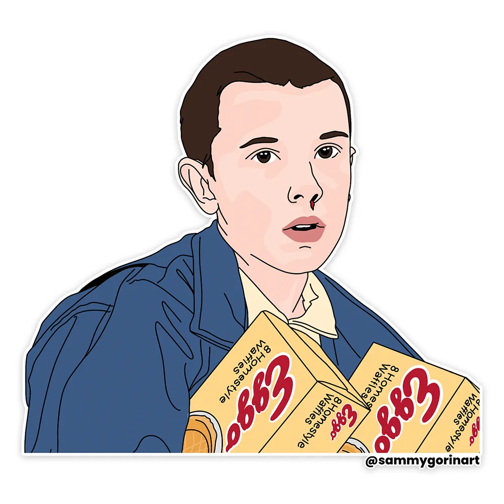 Eleven Stealing Eggos, Stranger Things, Sticker