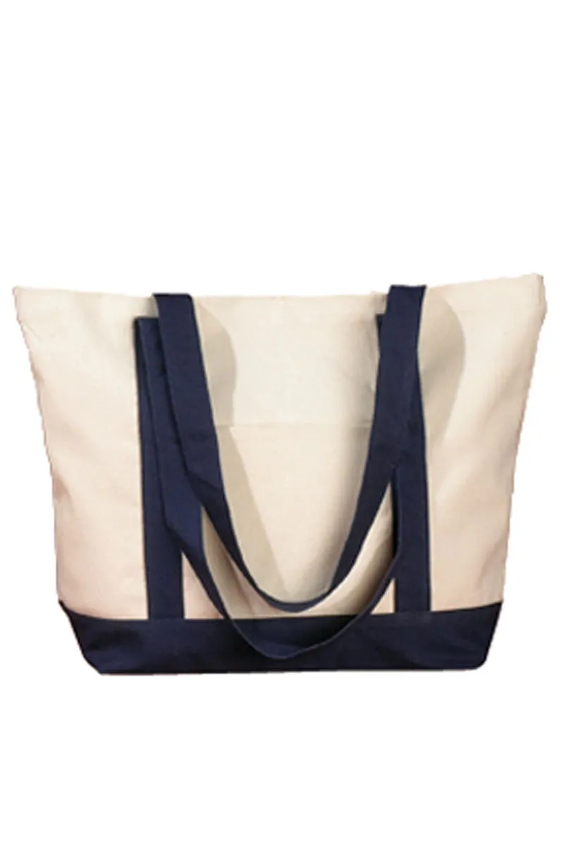 Embroidered Bordered Monogram Canvas Boat Tote *Choose Your Initial and Thread Color