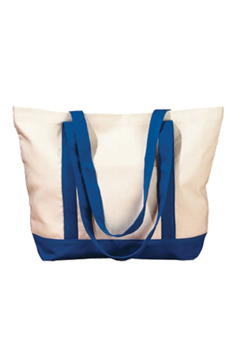 Embroidered Bordered Monogram Canvas Boat Tote *Choose Your Initial and Thread Color