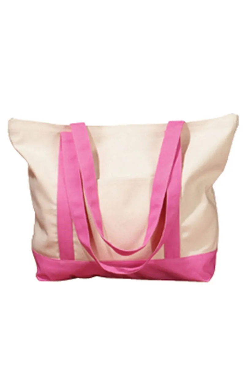 Embroidered Bordered Monogram Canvas Boat Tote *Choose Your Initial and Thread Color