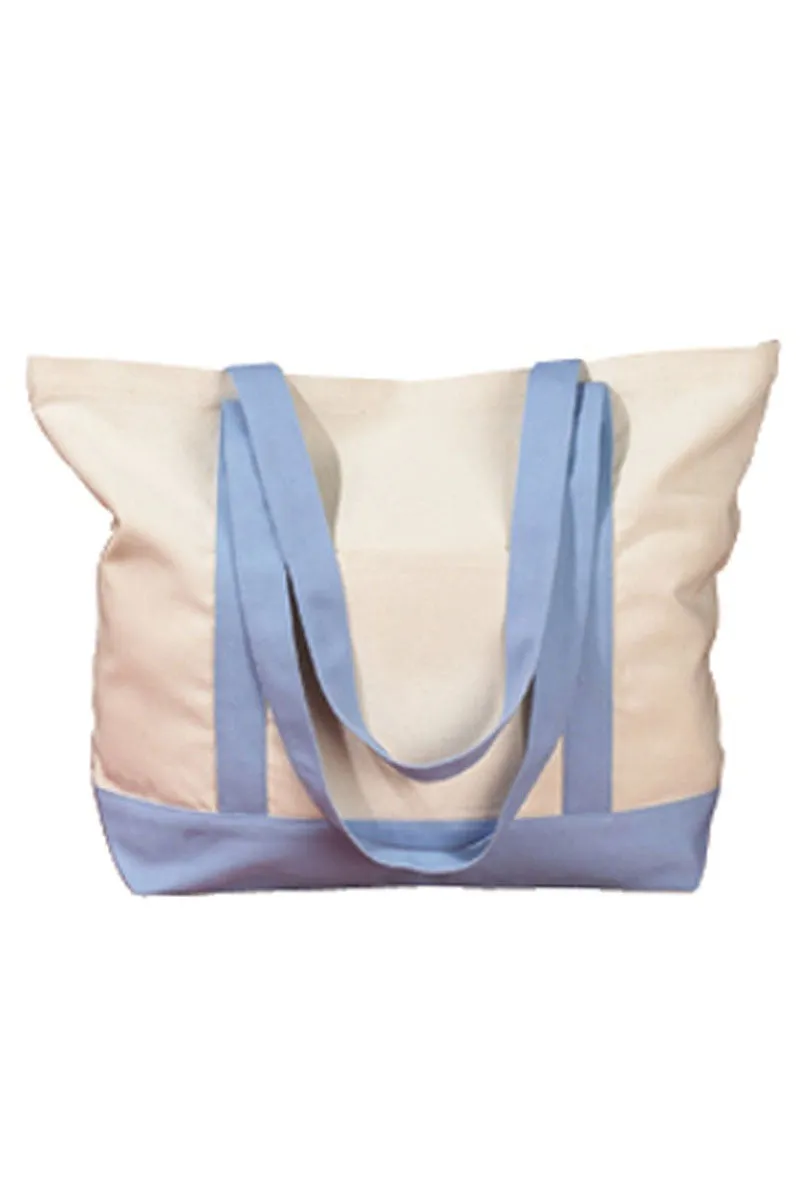 Embroidered Bordered Monogram Canvas Boat Tote *Choose Your Initial and Thread Color