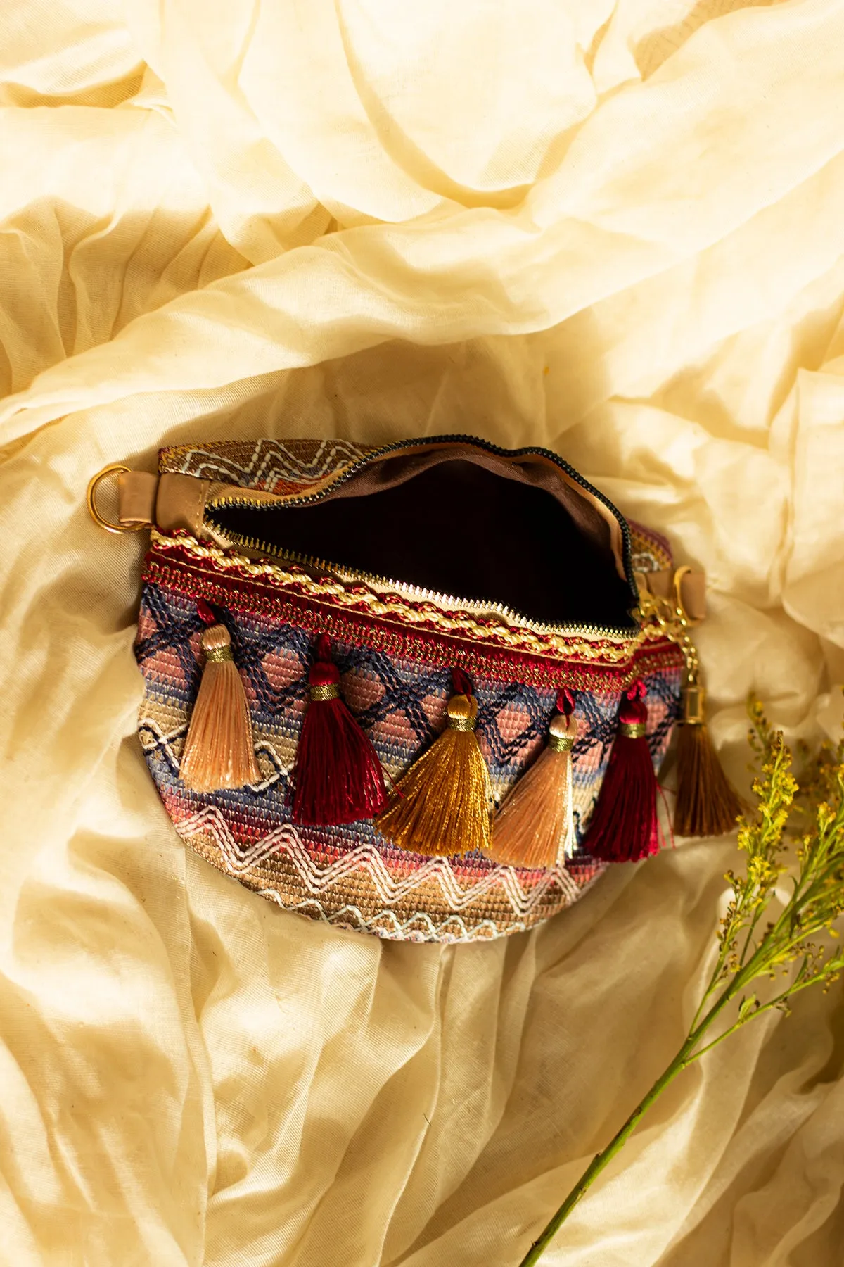Embroidered Tassel Colourful Bum Bag