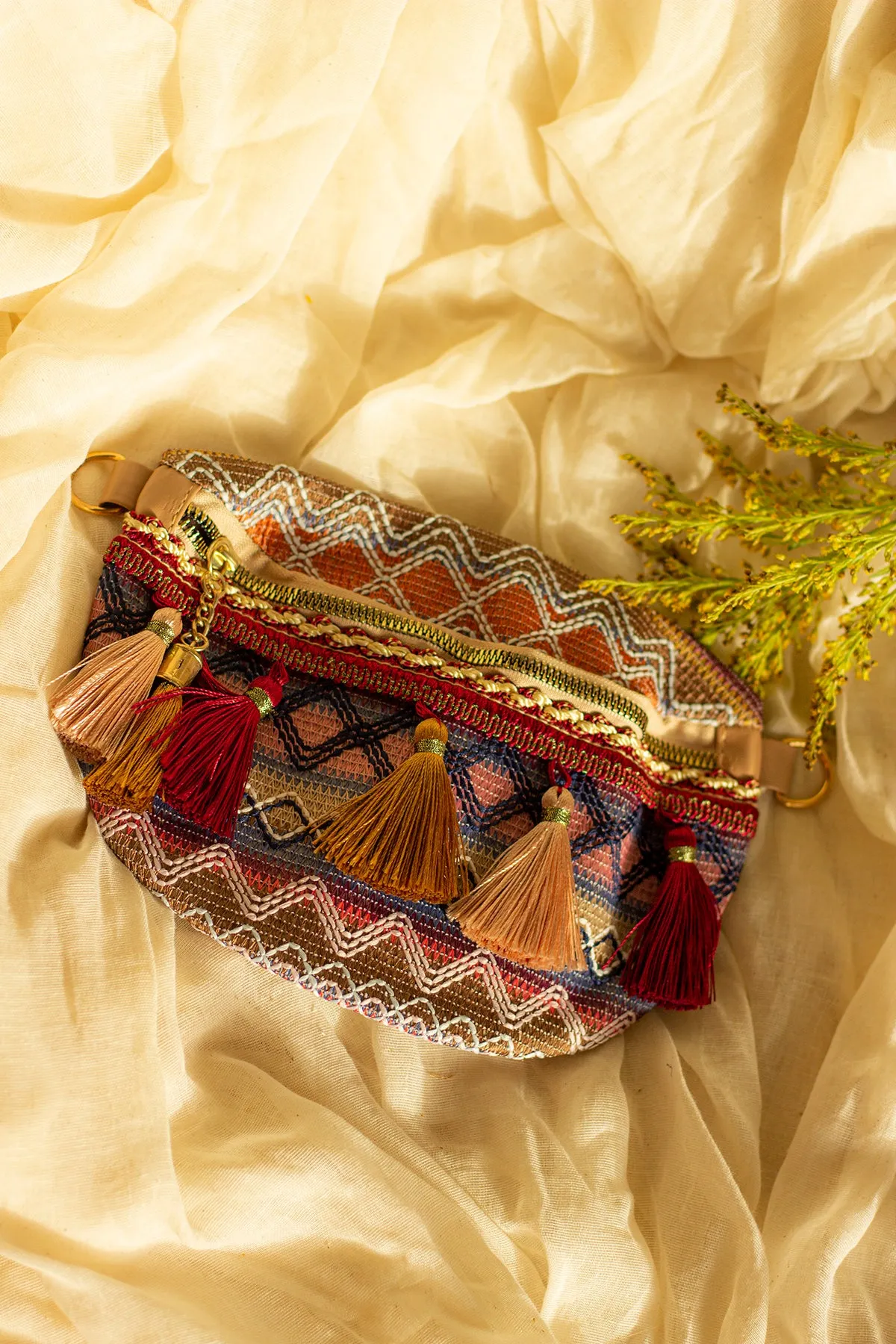 Embroidered Tassel Colourful Bum Bag