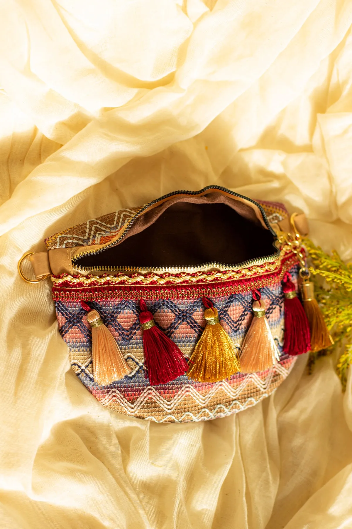Embroidered Tassel Colourful Bum Bag