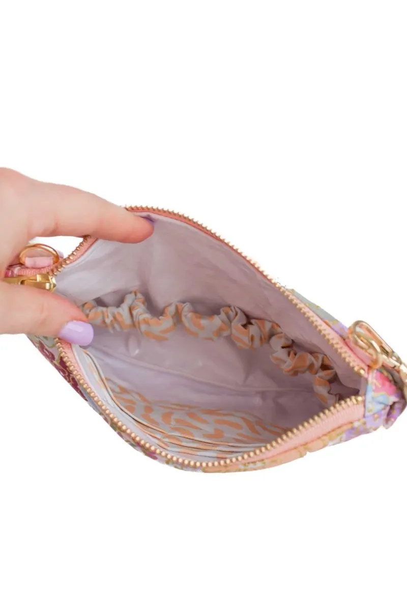 English Rose Canvas Convertible Crossbody Wristlet  with Compartments