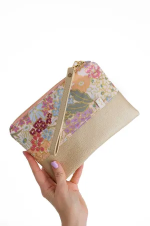 English Rose Canvas Convertible Crossbody Wristlet  with Compartments