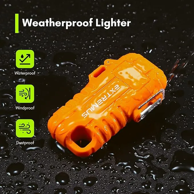 Extremus Blaze 360 Rechargeable Electric Lighters, Dual Arc Lighter, Windproof Plasma Lighter, Waterproof Lighter, Flameless Lighter with Whistle Lanyard for Camping (Orange Flex)