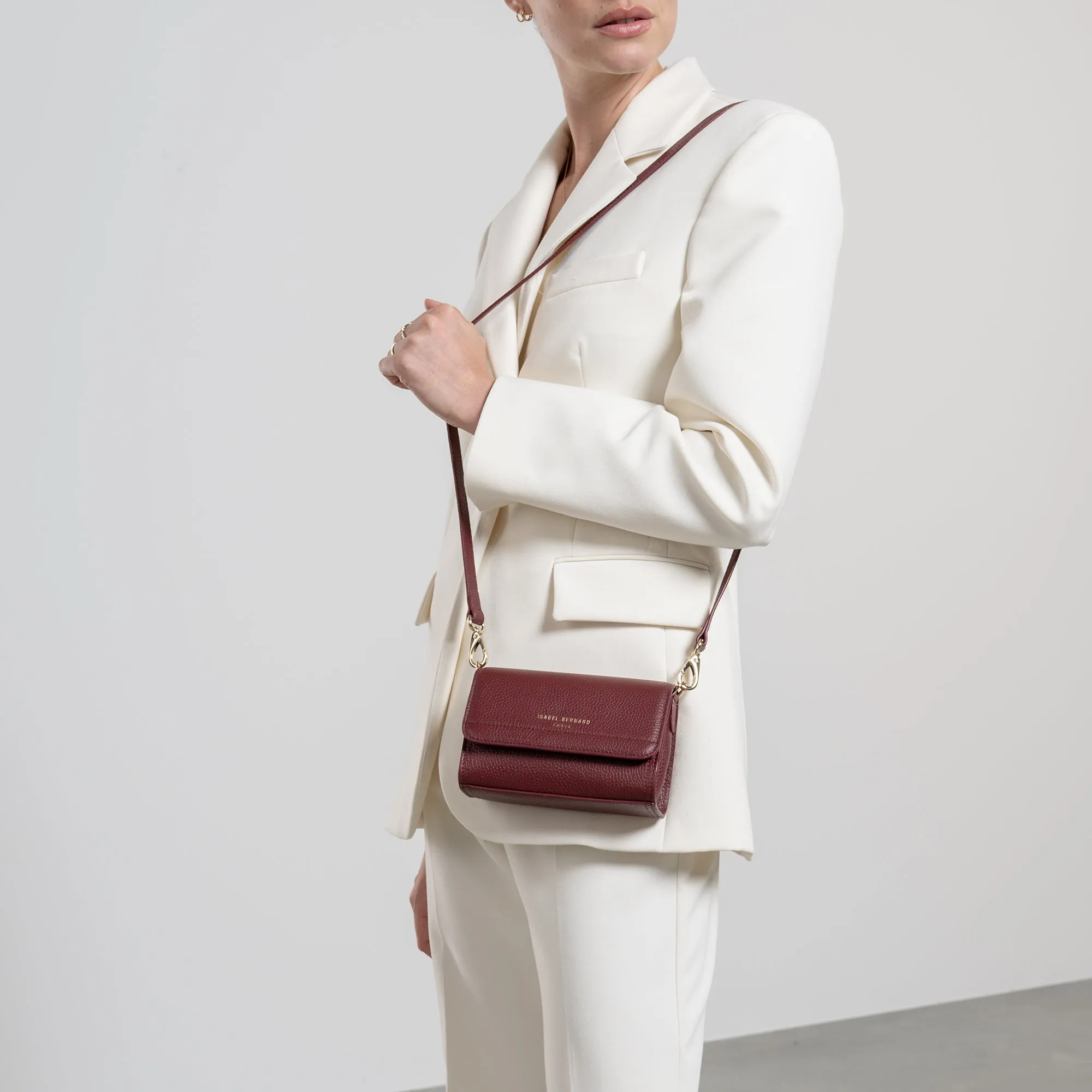 Femme Forte Kim bordeaux red calfskin leather crossbody bag