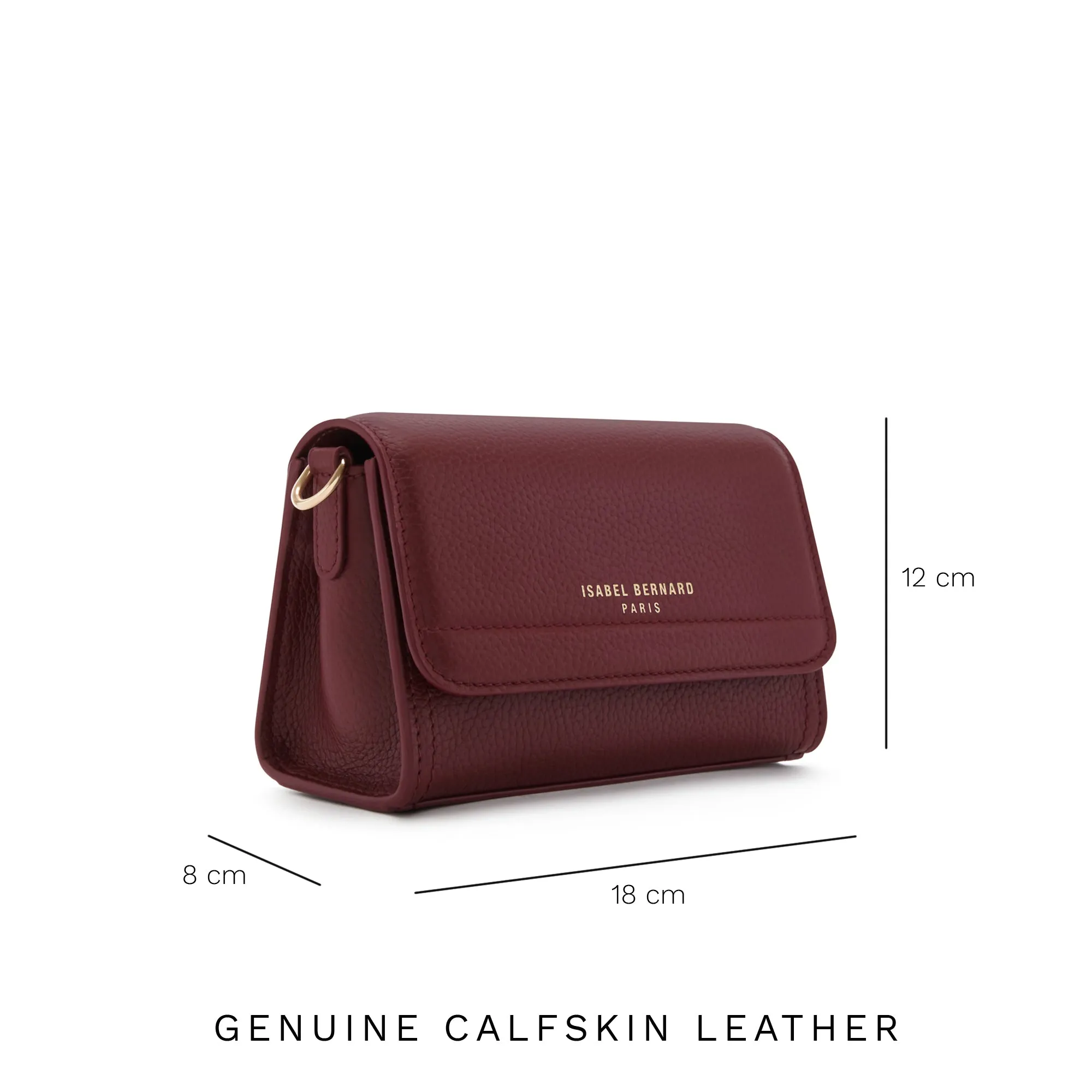 Femme Forte Kim bordeaux red calfskin leather crossbody bag