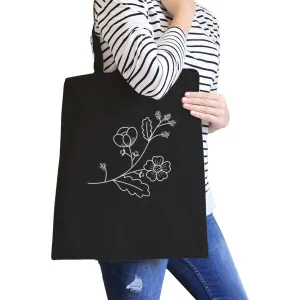 Floral Tote Bag- Black