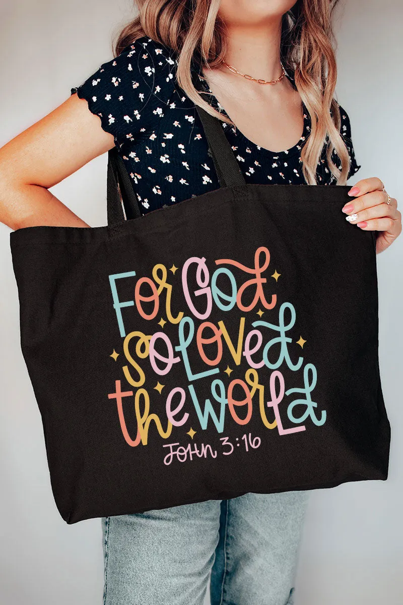 For God So Loved The World Canvas Jumbo Tote