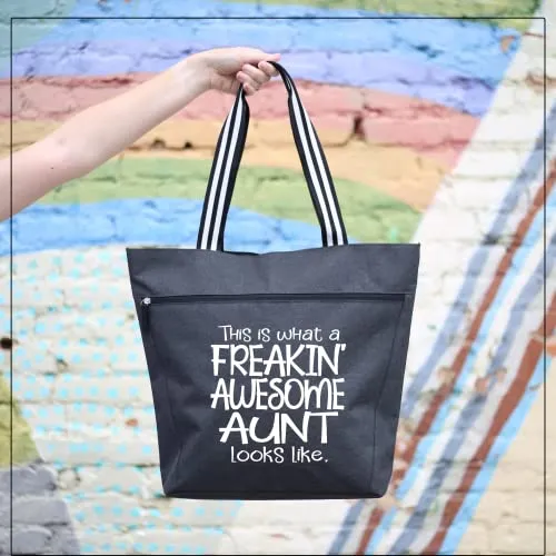 Freakin' Awesome Aunt Lexie Black Tote Bag for Aunts
