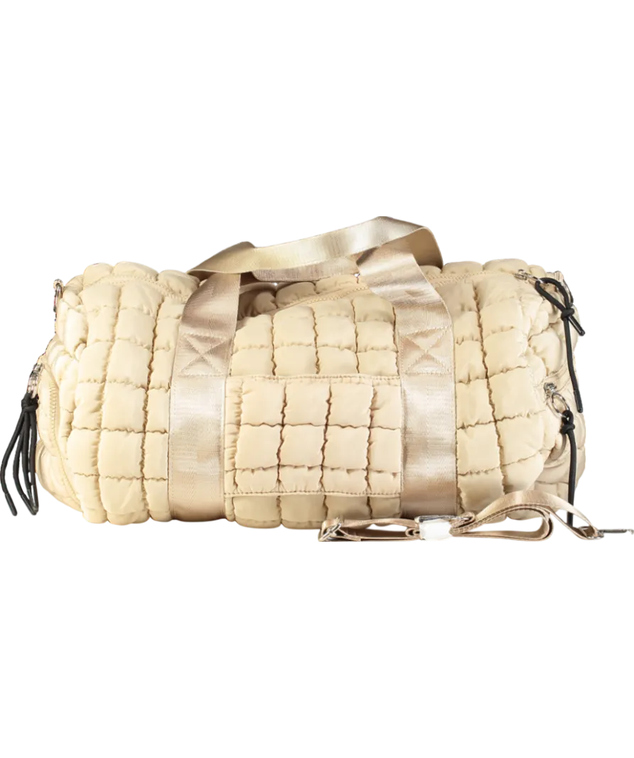 Free People Beige Quilted Duffel Bag