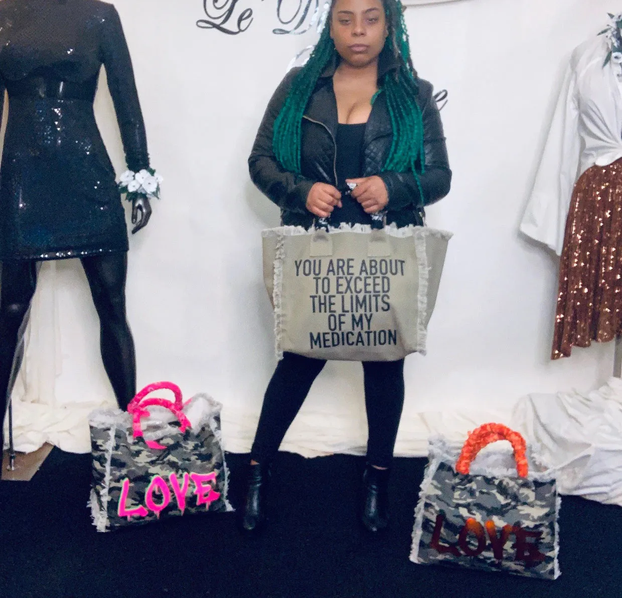 Fringe Camo LOVE Tote - Orange Roses
