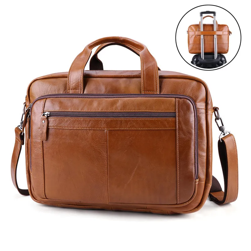 Full Grain Leather Briefcase, 15 Inches Laptop Bag,  Leather Messenger Bag, Natural Leather Shoulder Bag