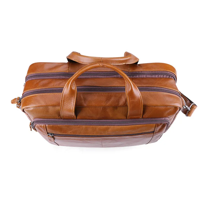 Full Grain Leather Briefcase, 15 Inches Laptop Bag,  Leather Messenger Bag, Natural Leather Shoulder Bag